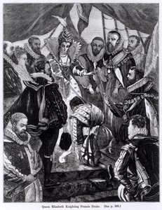Queen Elizabeth I Knighting Francis Drake in 1581